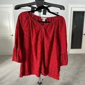Rachel Zoe Scarlet Eyelet Blouse XL All Occasion Valentines Christmas Summer